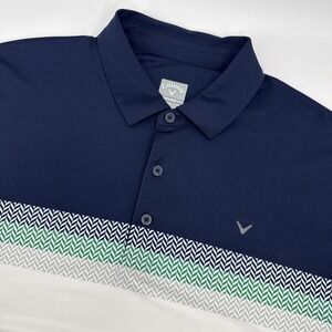 Callaway Golf Polo Men's XL Blue White Colorblock Opti-Dri Performance
